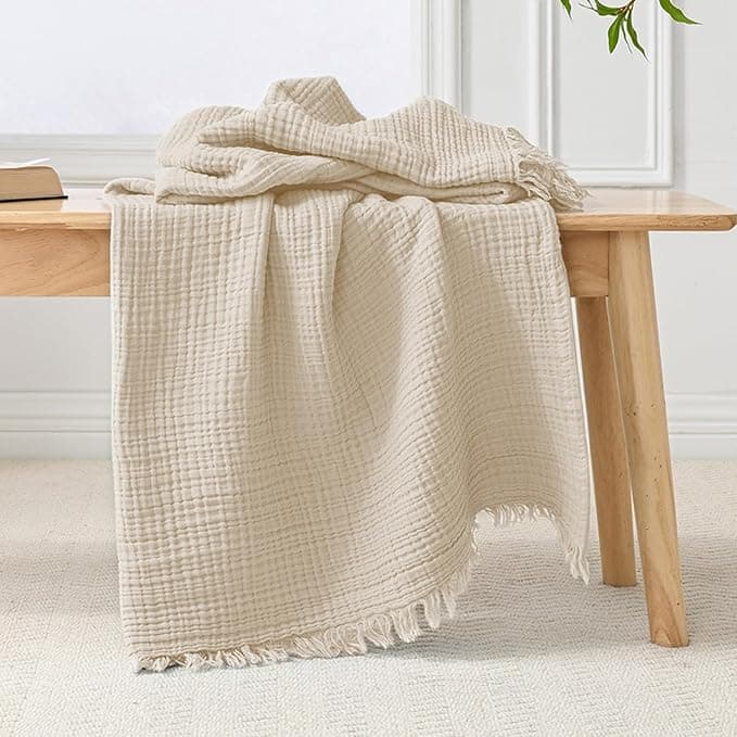 A soft and cozy natural linen throw for your living room